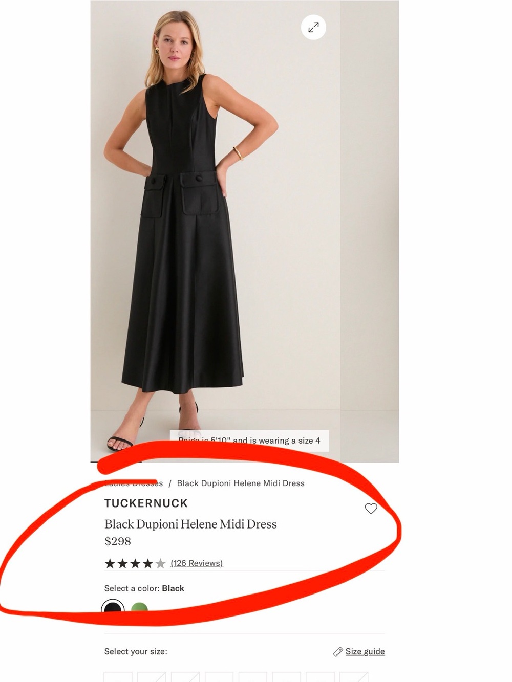 Tuckernuck Black Dupioni Helene Midi Dress NWT Size 10 Pocket Dress - Picture 7 of 15